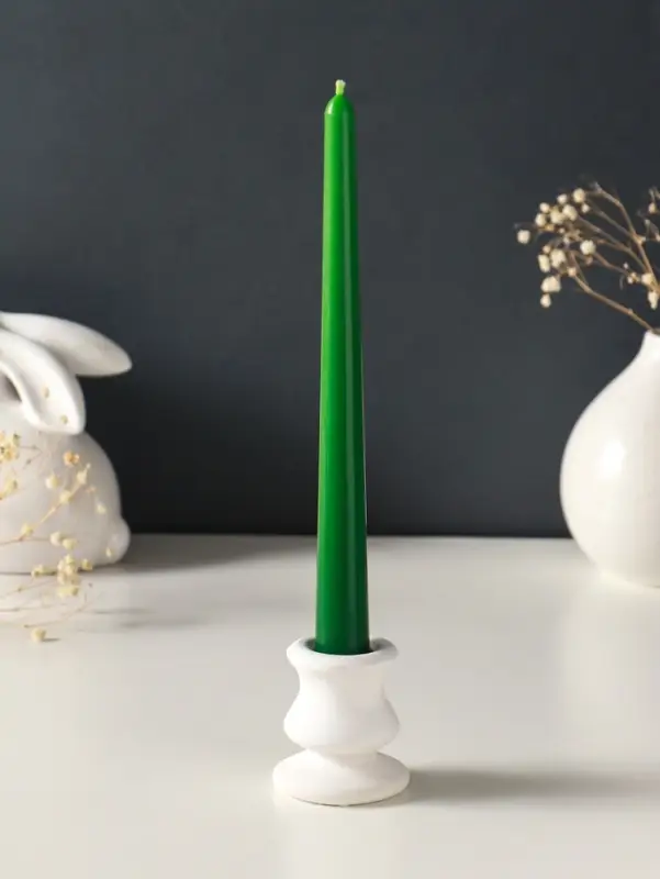 Набор свечей античных, 2,3х 24,5 см, 5 ч, 55 г, 2 штуки, тёмно-зелёный