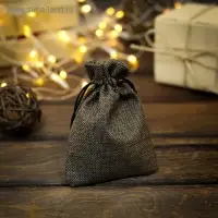 Мешочек подарочный из холщи, чёрный, 10&times;14 см