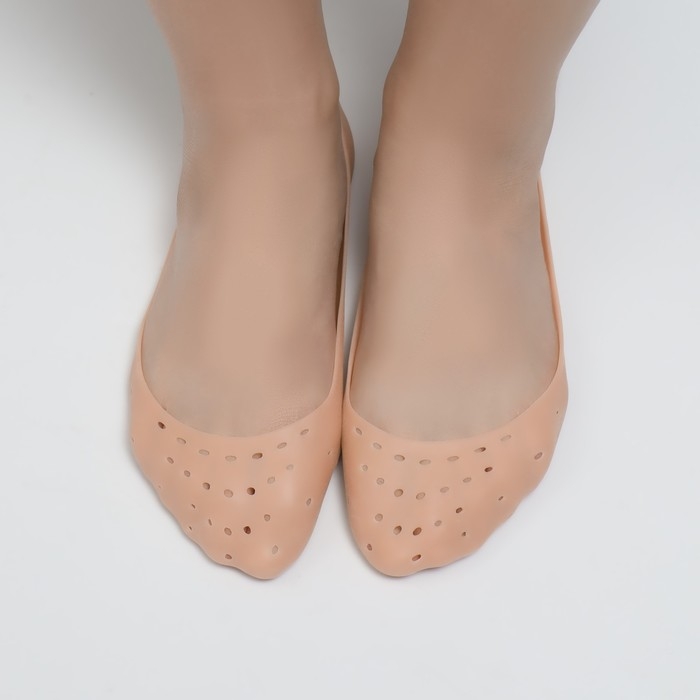 Носочки для педикюра, силиконовые, с перфорацией, 18 &times; 8 см, цвет бежевый