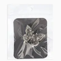 Кольцо для платка "Бабочка", цвет белый в чернёном серебре