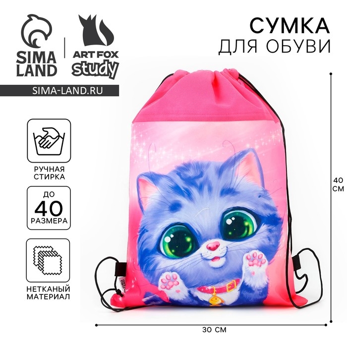 Мешок для обуви &laquo;Милый котёнок&raquo; нетканное полотно, размер 30 х 40 см