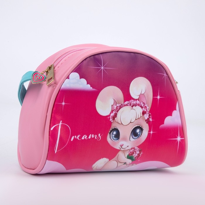 Сумка детская "Зайка в облаках", искусственная кожа, с брелком, 18х15х2 см