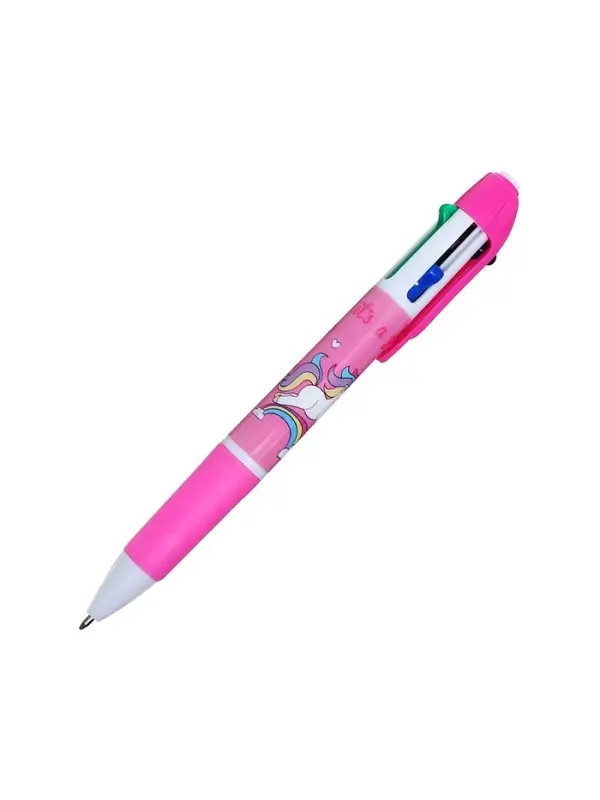 Ручка шариковая многоцветная Calligrata, автоматическая, 4 цвета, с рисунком, МИКС