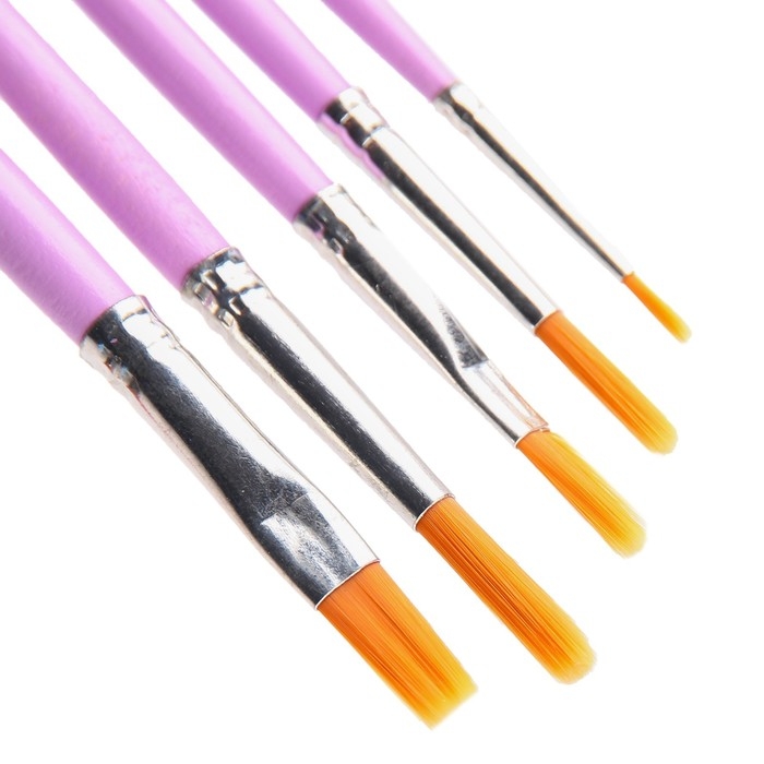 Кисть для рисования, 5 штук, синтетика, круглые №1,3,5, плоские №6,8, Холодное сердце