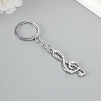 Брелок металл "Скрипичный ключ" серебро 5,6х2 см Брелок металл "Скрипичный ключ" серебро 5,6х2 см