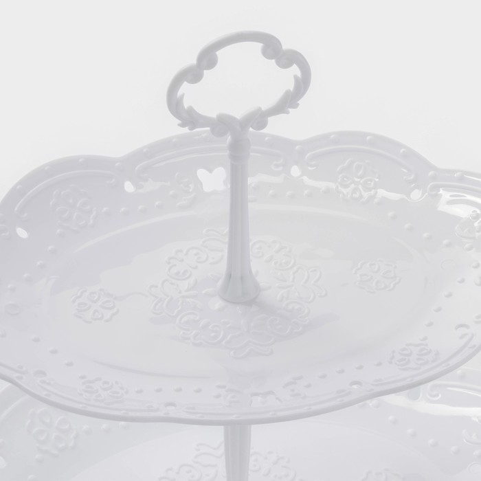 Этажерка-фруктовница овальная «Вивьен», 2 яруса, 25,5×17,5/30×21,5 см, цвет белый Этажерка-фруктовница овальная «Вивьен», 2 яруса, 25,5×17,5/30×21,5 см, цвет белый