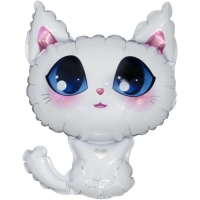 Шар фольгированный 15" &laquo;Котёнок&raquo;, мини-фигура, белый