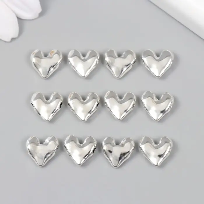 Бусина для творчества металл "Сердечко" серебро 1.1х1.1 см