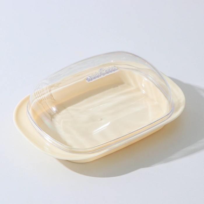 Маслёнка, пластиковая, 18&times;12&times;7 см, цвет слоновая кость