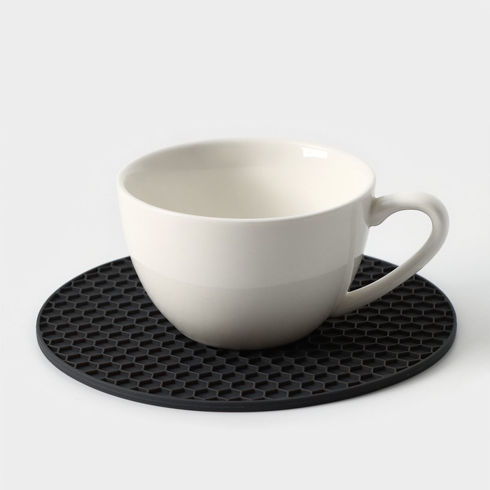 Коврик - подставка под горячее силиконовый, d=140 мм, толщина=3.5 мм, цвет серый