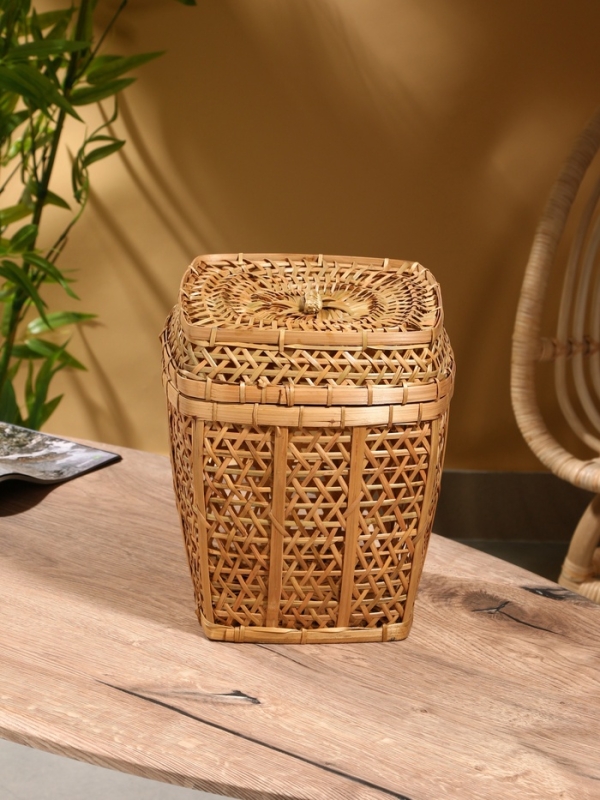 Корзина плетёная "Баскет" бамбук 24х24х28 см, светлая