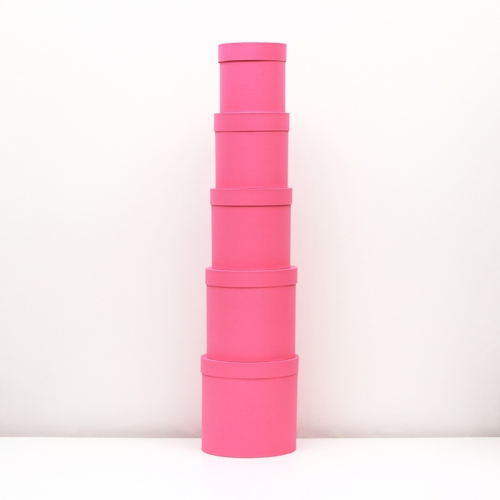 Набор круглых коробок 5в1 Набор круглых коробок 5в1 "Краски", розовый, 25 х 25 х 25 - 19 х 19 х 19 см