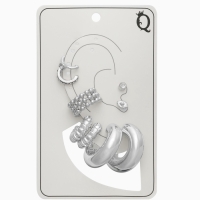 Серьги и каффы &laquo;Бублик&raquo;, набор 9 шт. цвет серебро