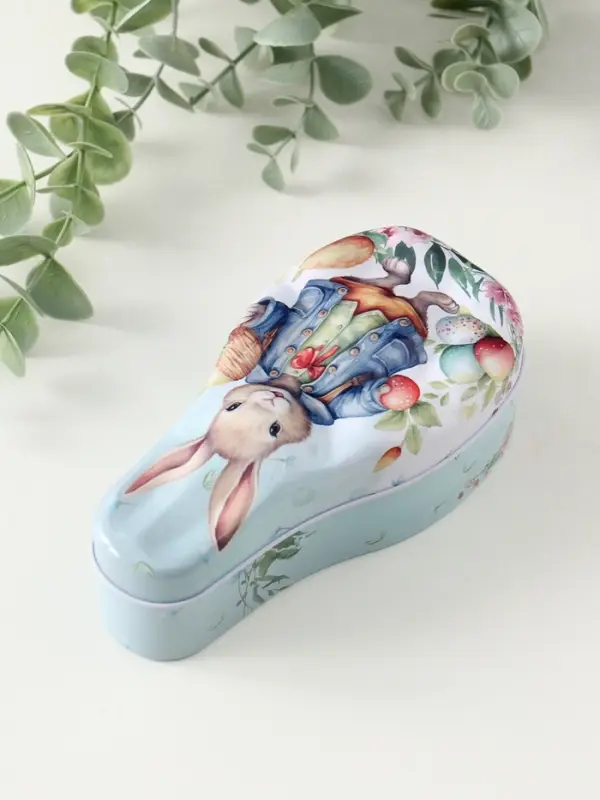 Шкатулка металл "Зайчик с пасхальными яичками" 4,6х7х14,3 см