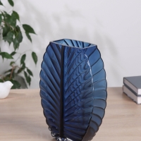 Ваза стекло настольная "Эдисон стиль" d-10*6 см, h-25х18,5 см, синий