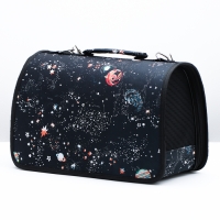 Сумка-переноска каркасная "Звёздное небо", размер S, 37,5 х 17 х 22 см, чёрная
