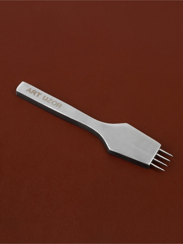 Набор строчных игольчатых пробойников для кожи (3шт цена за наб) шаг 4мм серебряный АУ