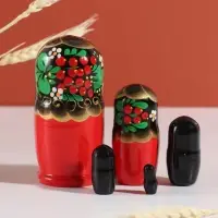 Матрёшка дерево &laquo;Хохлома&raquo;, чёрная голова, 5-кукольная, 11-12 см