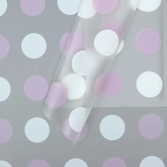 Пленка для цветов, &laquo;Горохи&raquo;, белый - лиловый, 57&times;57 см &plusmn;5% см