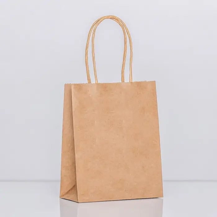 Пакет крафт без печати, круглая ручка, 15&times;11&times;6 см, 120 г