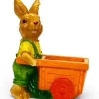 Фигурное кашпо 13 х 18 х 17см  "Заяц с тележкой"