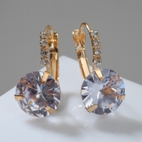 Серьги «Циркония» love you, цвет белый в золоте Серьги «Циркония» love you, цвет белый в золоте