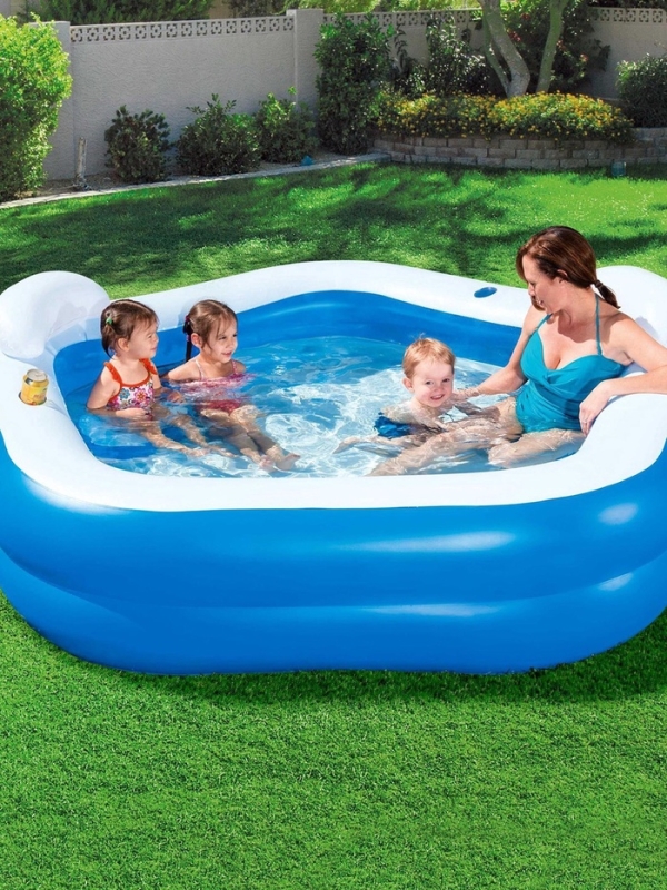 Бассейн надувной Bestway, 213&times;206&times;69 см, с сиденьями и подголовниками, от 6 лет, 54153