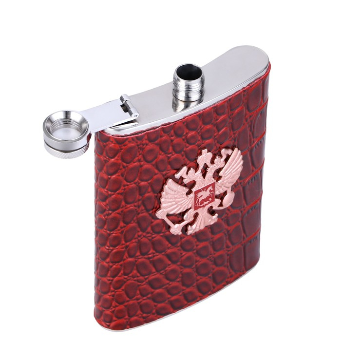 Подарочный набор 7 в 1 "Двуглавый орёл": фляжка 270 мл + 4 рюмки, воронка, брелок