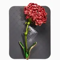 Брошь "Цветок гвоздики", цвет красно-зелёный в золоте