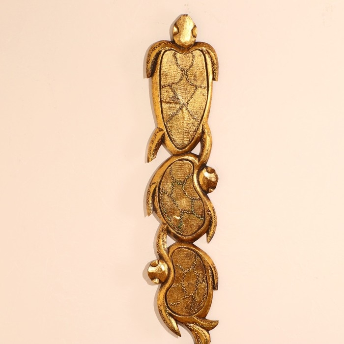 Панно дерево "Золотые черепашки" 96х16х1,5 см