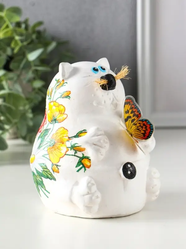 Копилка "Кот с букетом" 13,5х11х13,5 см