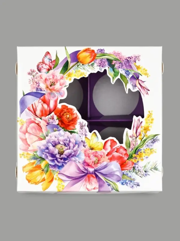 Коробка под 4 конфеты со скретч-слоем &laquo;Букет&raquo;, 10.5 х 10.5 х 3.5 см