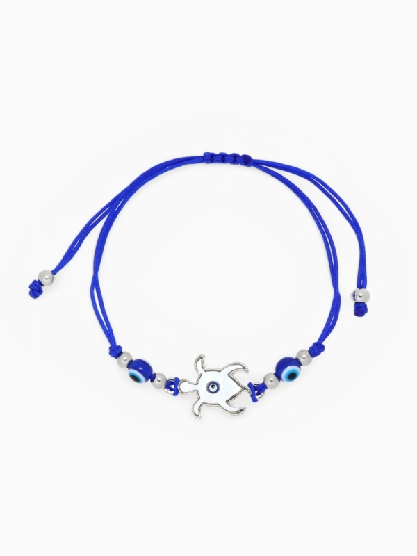 Браслет-оберег «Черепаха» на нити, спокойствие, глазик, цвет синий в серебре Браслет-оберег «Черепаха» на нити, спокойствие, глазик, цвет синий в серебре