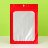 Пакет Зип-лок с окном, с еврослотом, красный, 14 х 20 см набор 20шт  10460418