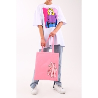 Шопер &laquo;Пуанты&raquo;, 35 х 0,5 х 40 см, с лентой, цвет розовый