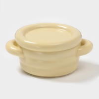 Горшочек для запекания Доляна &laquo;Зефир&raquo;, 250 мл, 15&times;10,5&times;6,3 см, с ручками, с крышкой, керамика, жёлтый