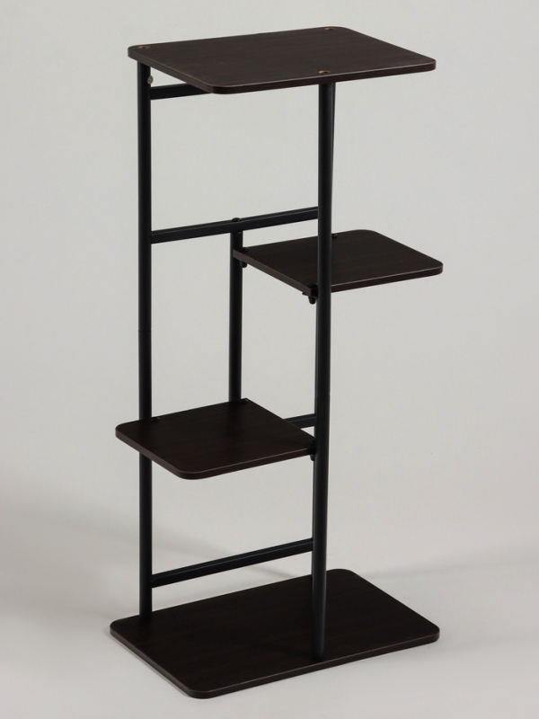 Подставка для цветов Greengo, 4 полки, 36 &times; 23 &times; 74 см, напольная, каркас металл, полки МДФ, чёрная