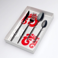 Столовые приборы из нержавеющей стали Доляна &laquo;Античность&raquo;, 4 предмета, цвет чёрный