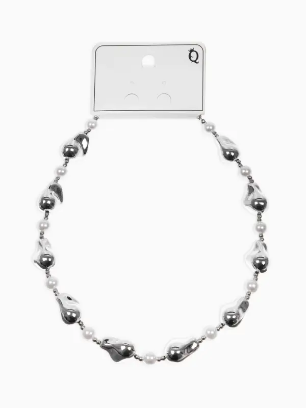 Бусы "Жемчуг Борокко", цвет белый в серебре 40+удл