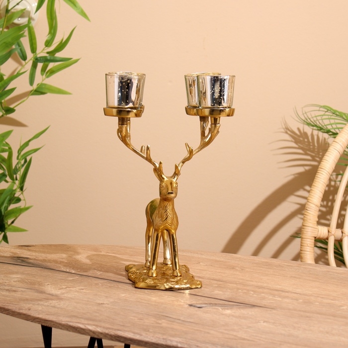 Подсвечник на 4 свечи Подсвечник на 4 свечи "Олень" алюминий 18х20х35 см