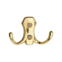 Крючок мебельный ТУНДРА TKd=007, двухрожковый, золото