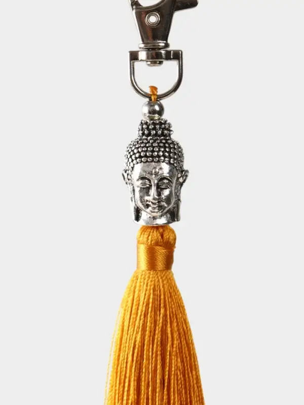 Брелок-кисточка "Будда" 17 см, цв. золотистый, серебристый