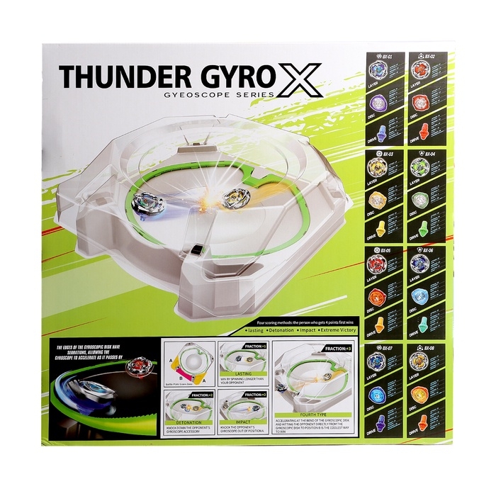 Набор боевых волчков «Gyro X», 4 волчка, с запуском и ареной, цвет МИКС Набор боевых волчков «Gyro X», 4 волчка, с запуском и ареной, цвет МИКС