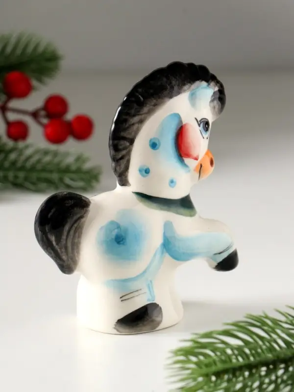 Сувенир Конь Буран большой, 11х10х4,5 см, гжель, цвет