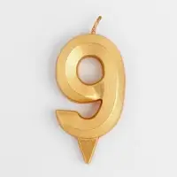 Свеча в торт &laquo;Цифра 9&raquo;, золотая, 6.5 см