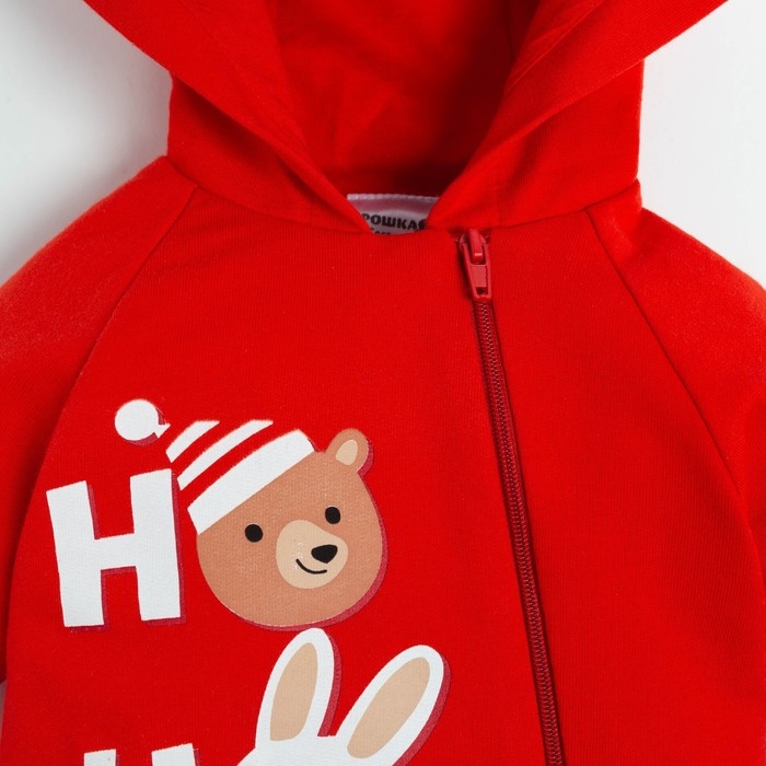 Комбинезон с капюшоном Крошка Я &laquo;Новогодние зверята&raquo;, рост 68-74 см, цвет красный