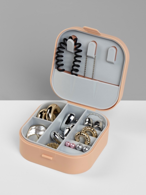 Органайзер для украшений &laquo;Шкатулка&raquo;, с крючками, 9&times;9&times;3.8 см, розовый