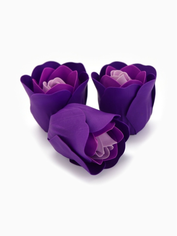 Набор мыльных роз в коробке 16 штук, фиолетово-белые