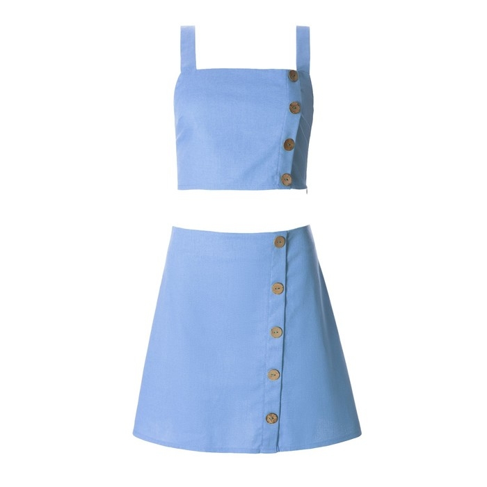 Костюм женский (юбка и топ) MIST Summer time, голубой, р. 48 Костюм женский (юбка и топ) MIST Summer time, голубой, р. 48