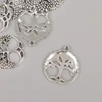 Металлический элемент, декоративная подвеска &laquo;Арт Узор. Дерево жизни&raquo;, серебро, 2.6&times;2.3 см